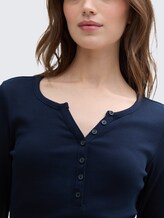 Slim Fit Henley Langarmshirt - sky captain blue - Detail-Model-Ansicht