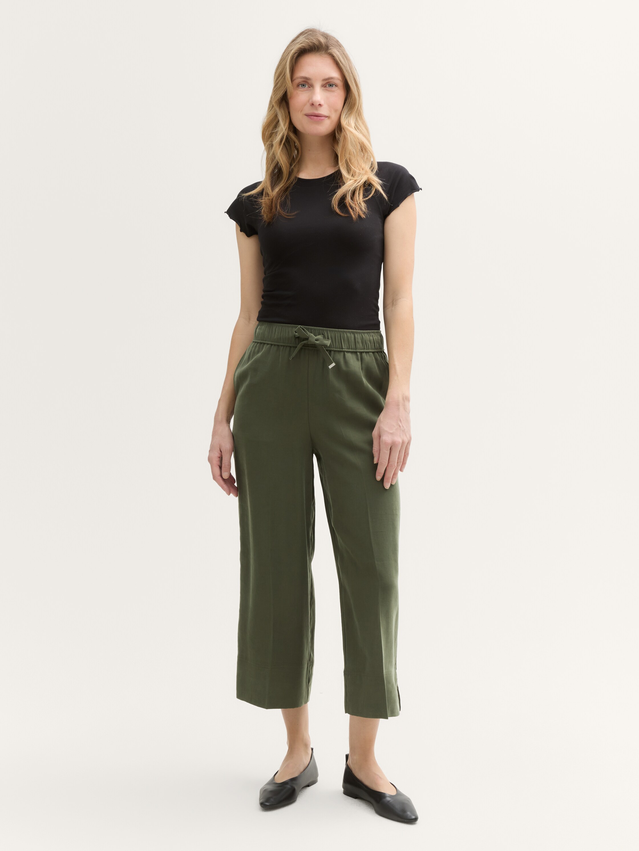 High Waist Culotte Hose - deep_forest_green - 