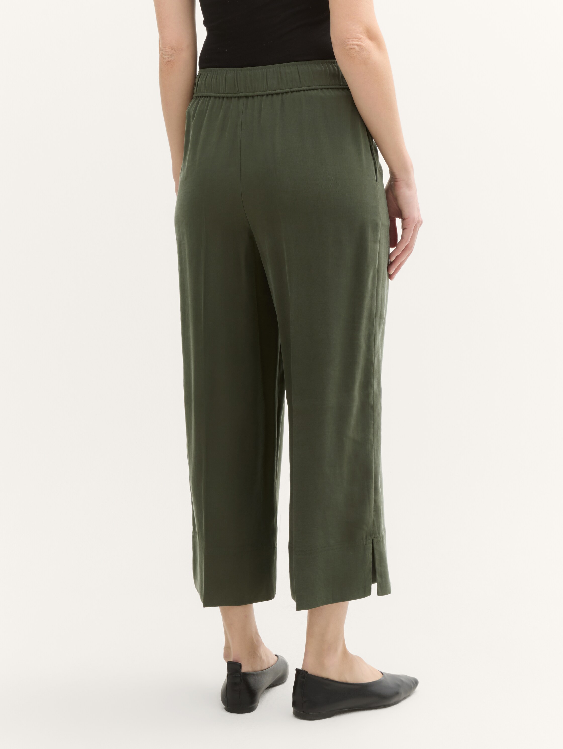 High Waist Culotte Hose - deep_forest_green - 
