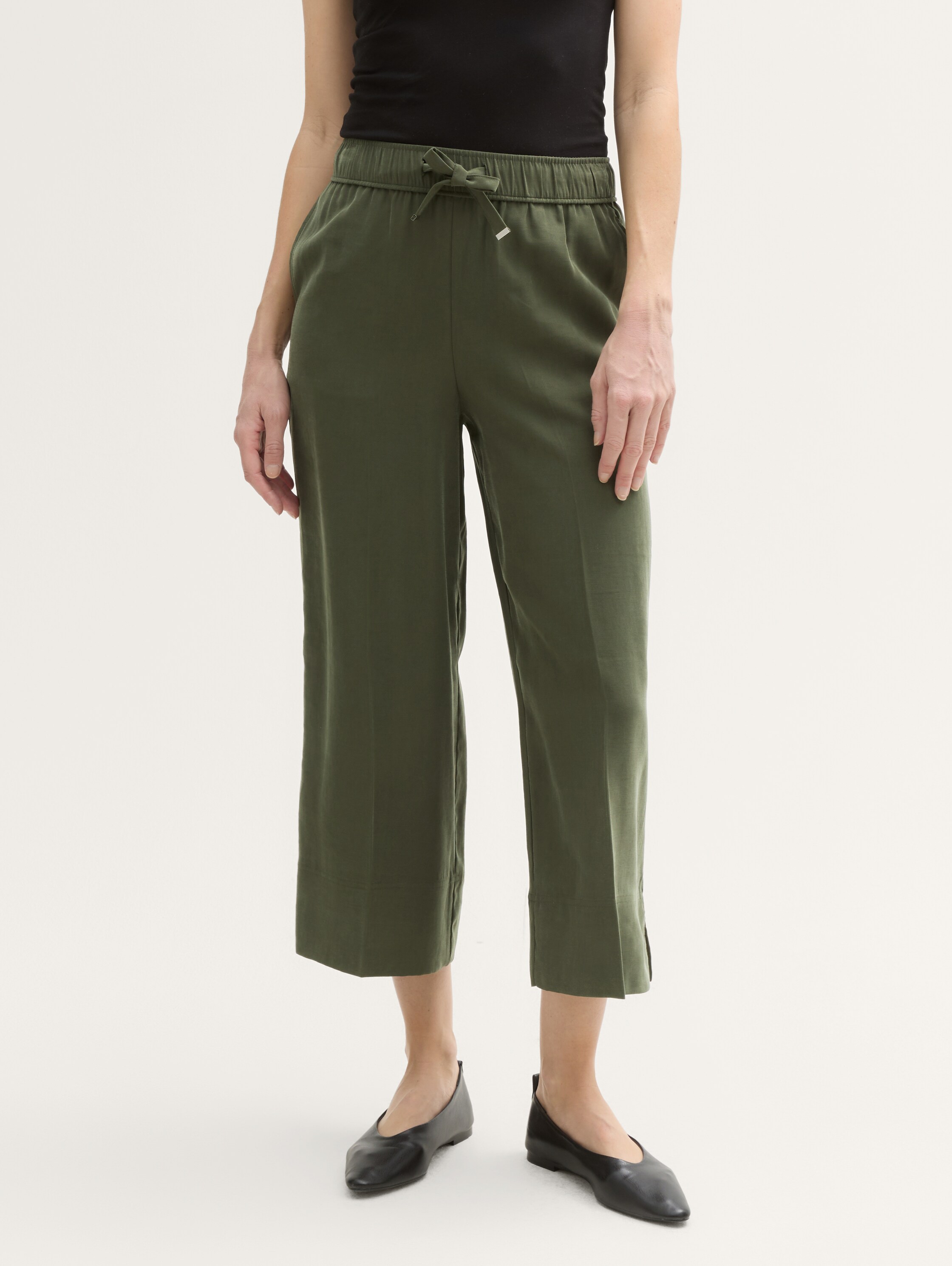 High Waist Culotte Hose - deep_forest_green - 