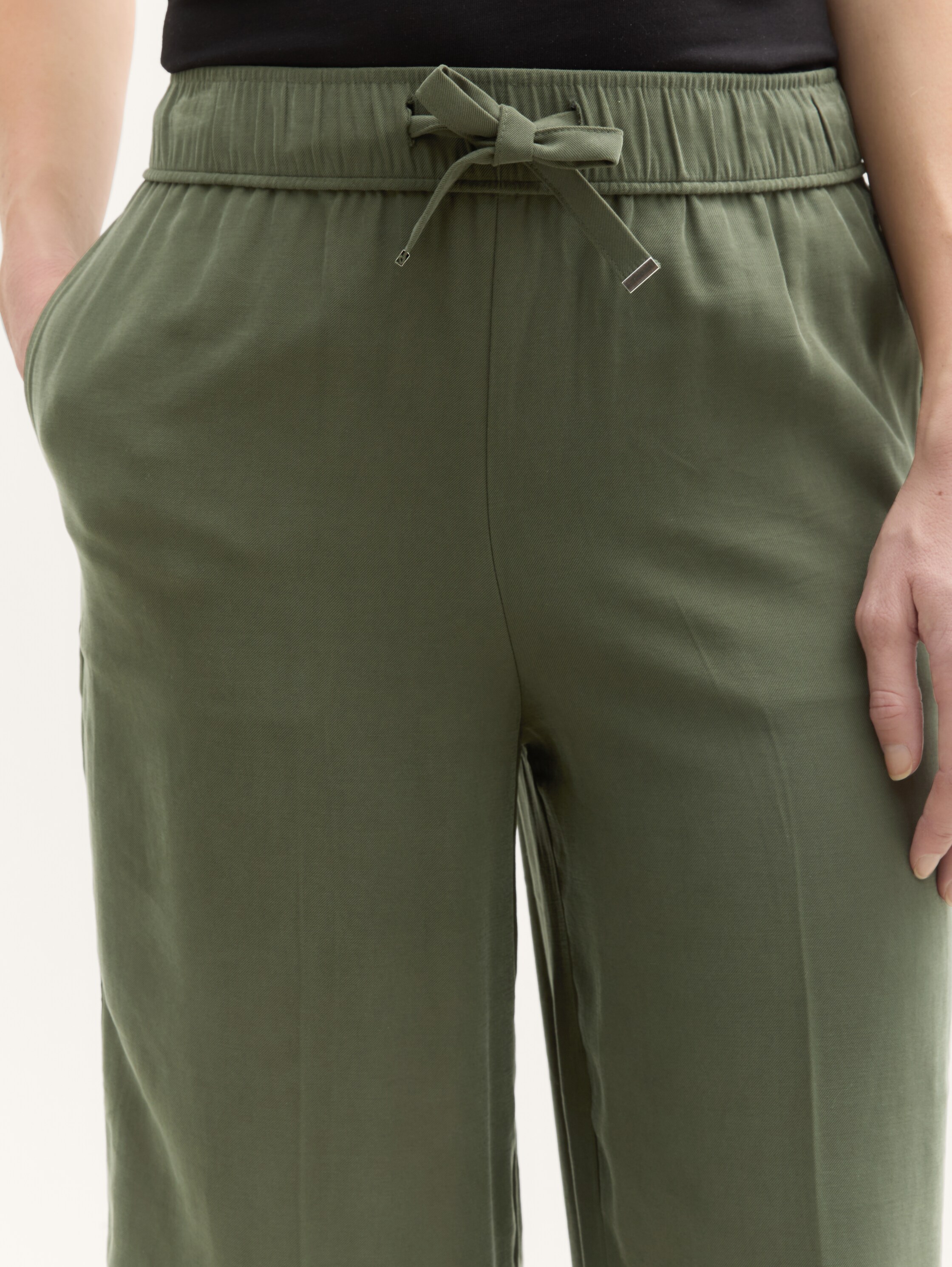 High Waist Culotte Hose - deep_forest_green - 