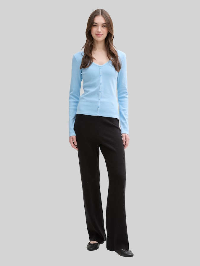 Langarmshirt mit Deko-Knopfleiste von Denim Female, dusty sky blue