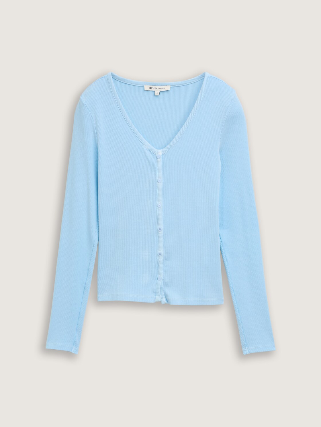 Langarmshirt mit Deko-Knopfleiste - dusty sky blue - Vorder-Produkt-Ansicht