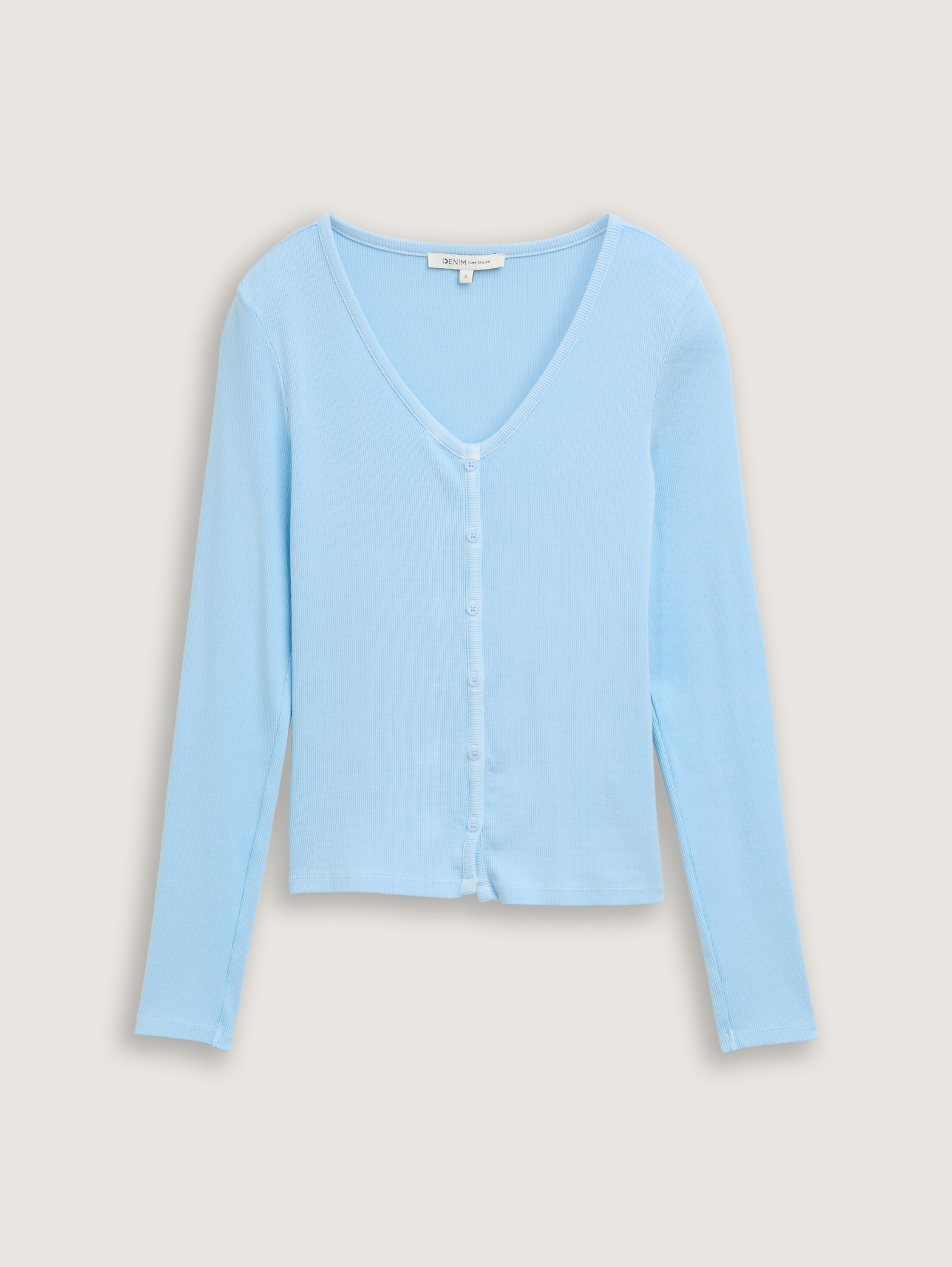 Langarmshirt mit Deko-Knopfleiste - dusty_sky_blue - 