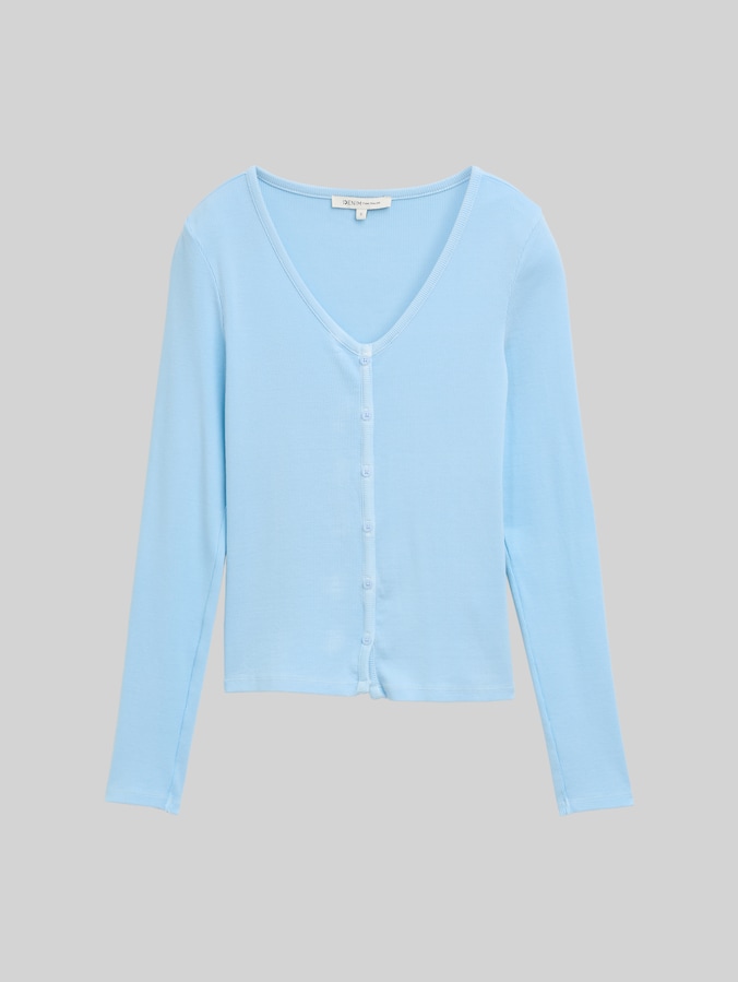 Shirt met lange mouwen en decoratieve knoopsluiting door Denim Female, dusty sky blue