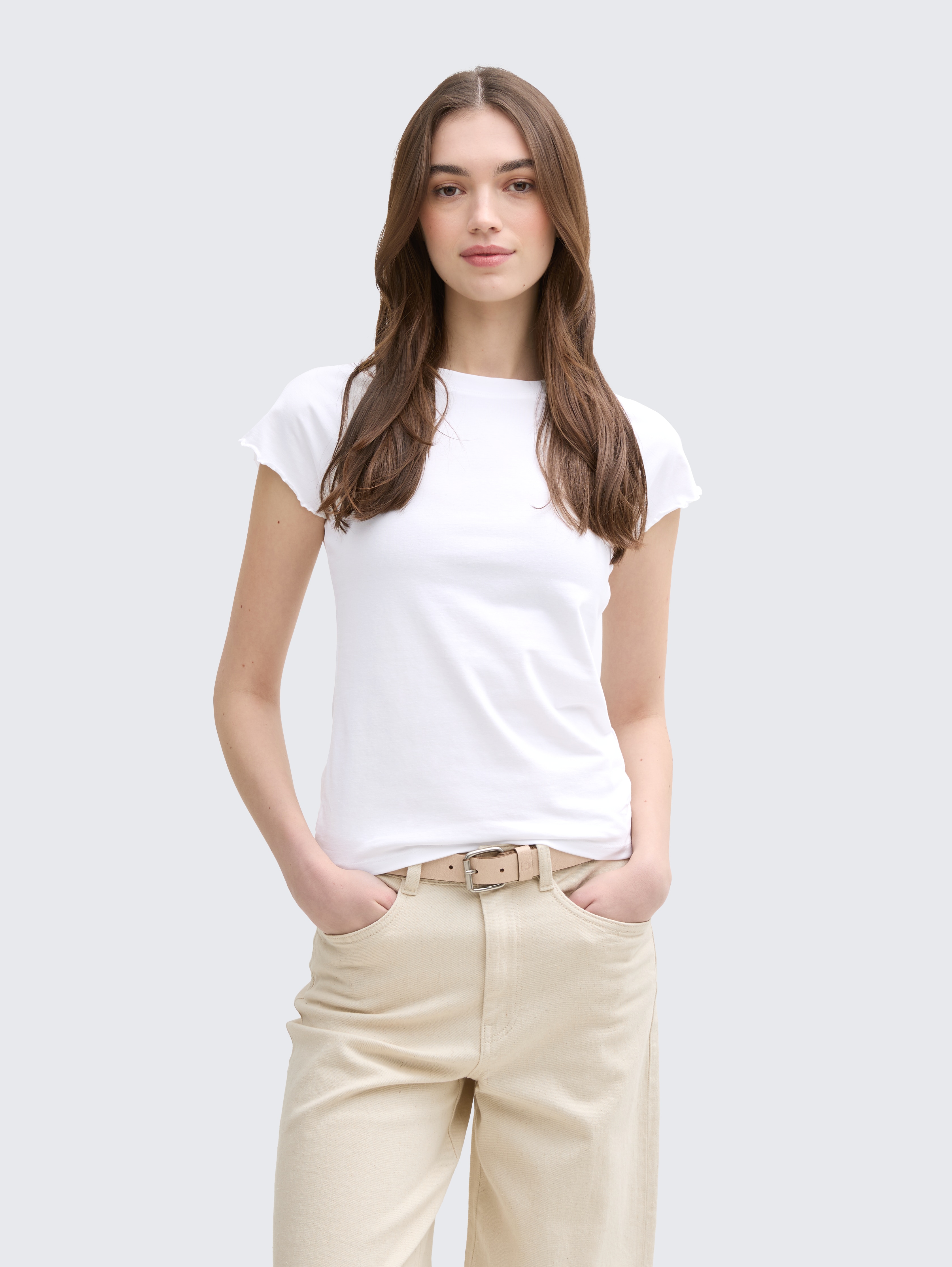 Slim Fit Raglan T-Shirt von Denim Female, White