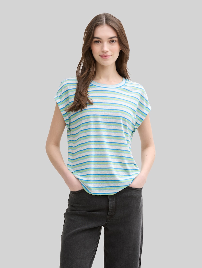 T-Shirt mit Streifenmuster von Denim Female, light multicolor stripe