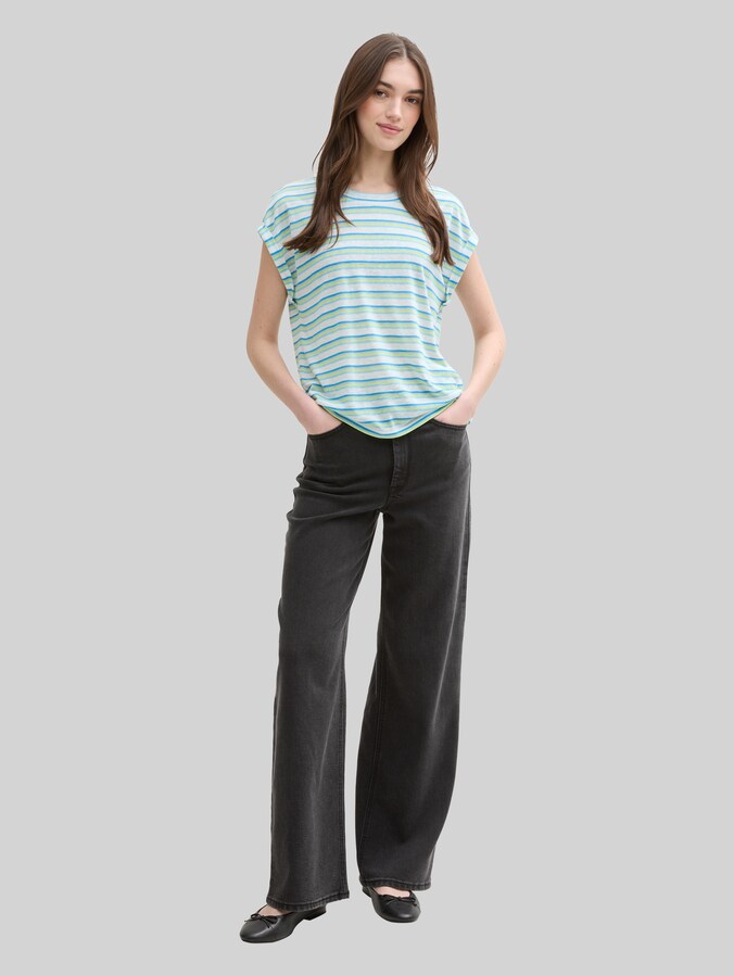T-shirt met streepjesmotief door Denim Female, light multicolor stripe
