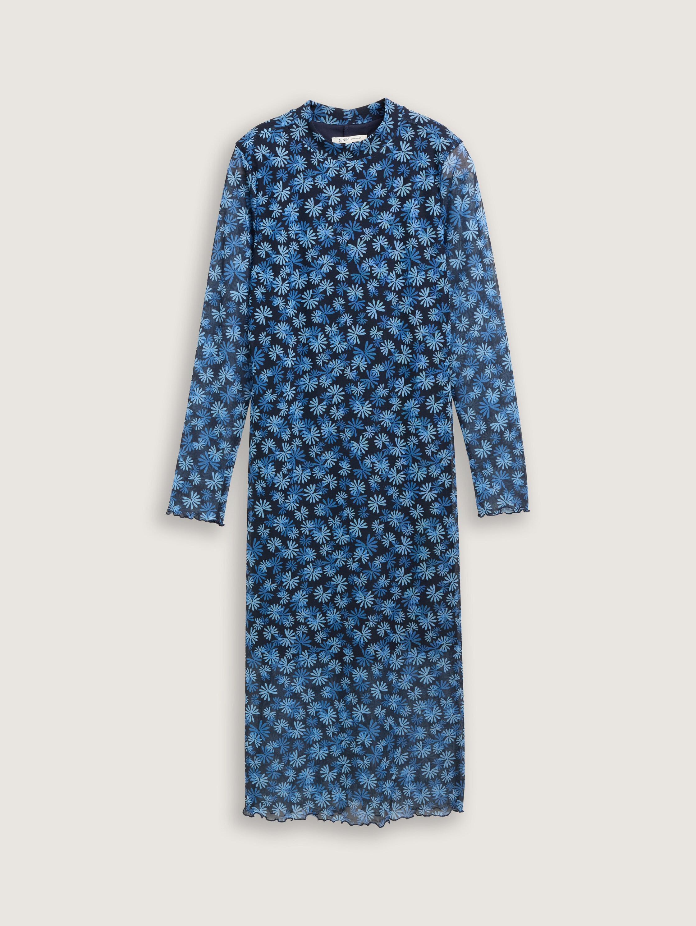 Midi mesh dress with floral pattern - blue_flower_print - 