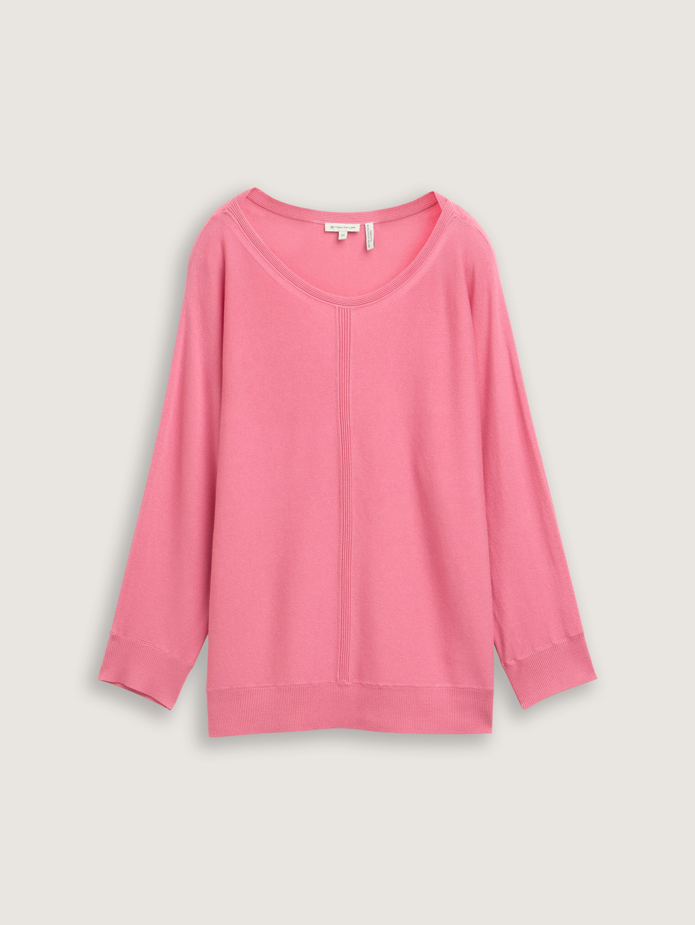 Strickpullover mit U-Boot-Ausschnitt - bright_rose - 