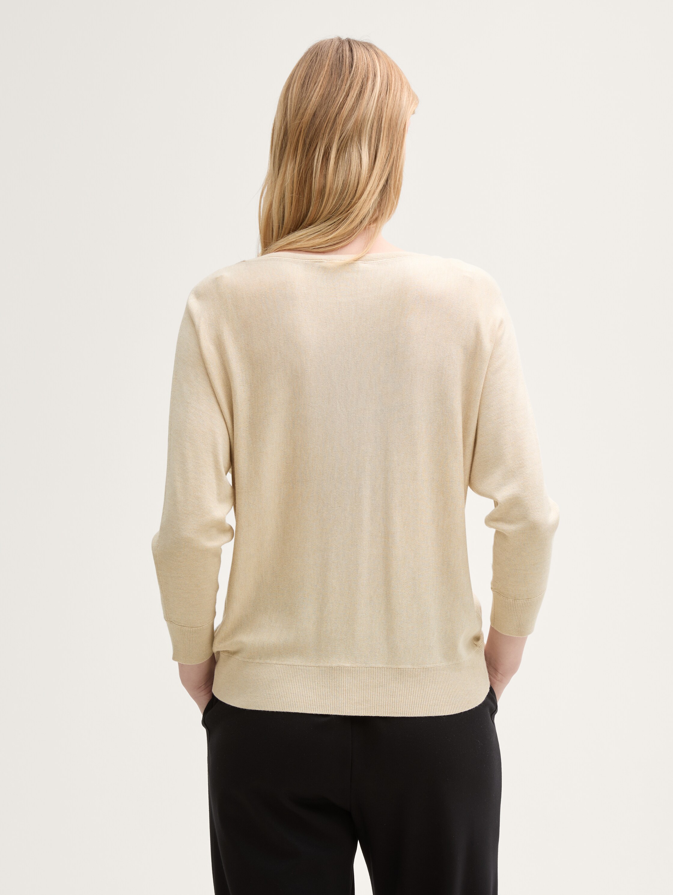 Strickpullover mit U-Boot-Ausschnitt - summer_beige_melange - 