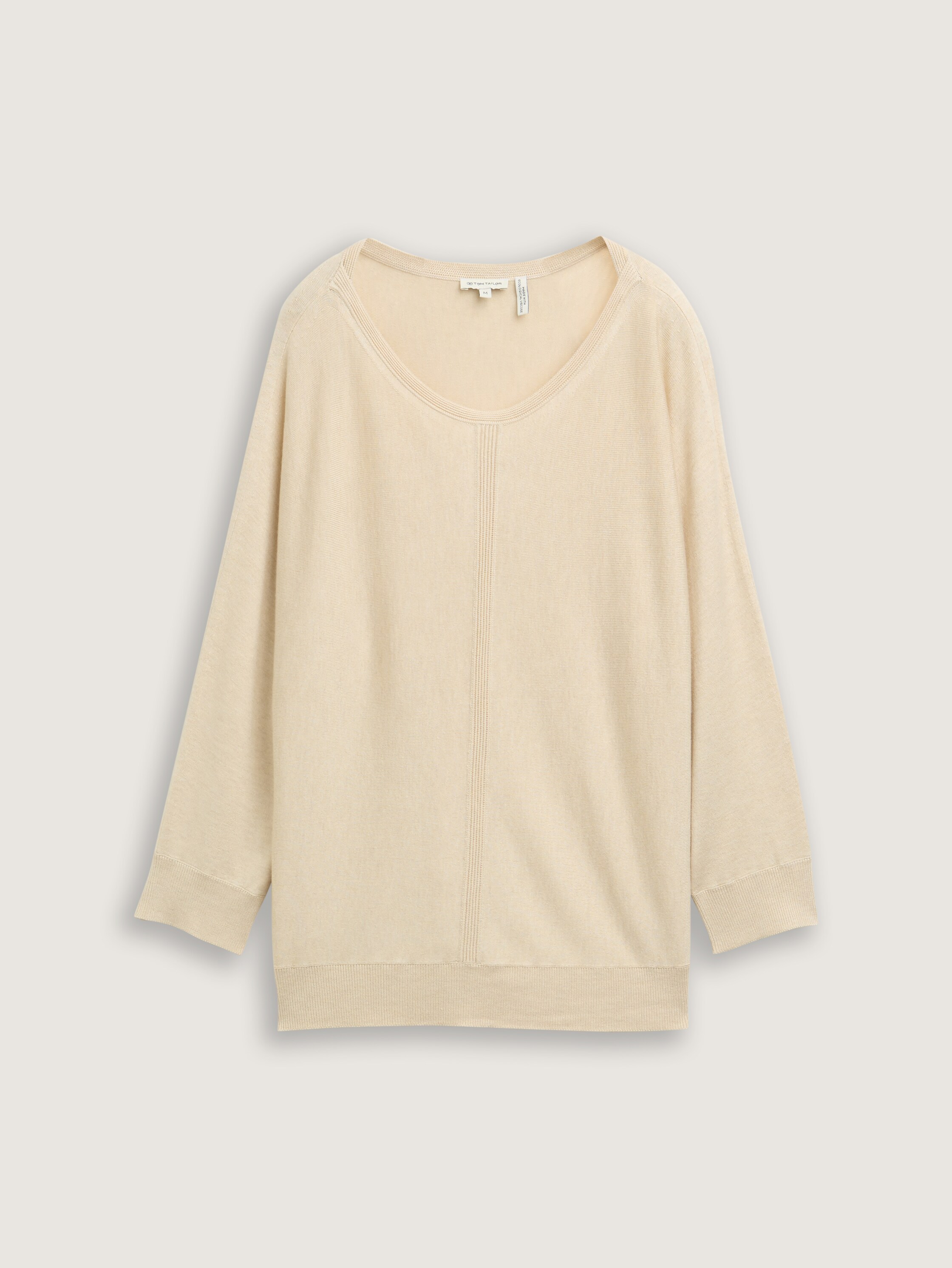 Strickpullover mit U-Boot-Ausschnitt - summer_beige_melange - 