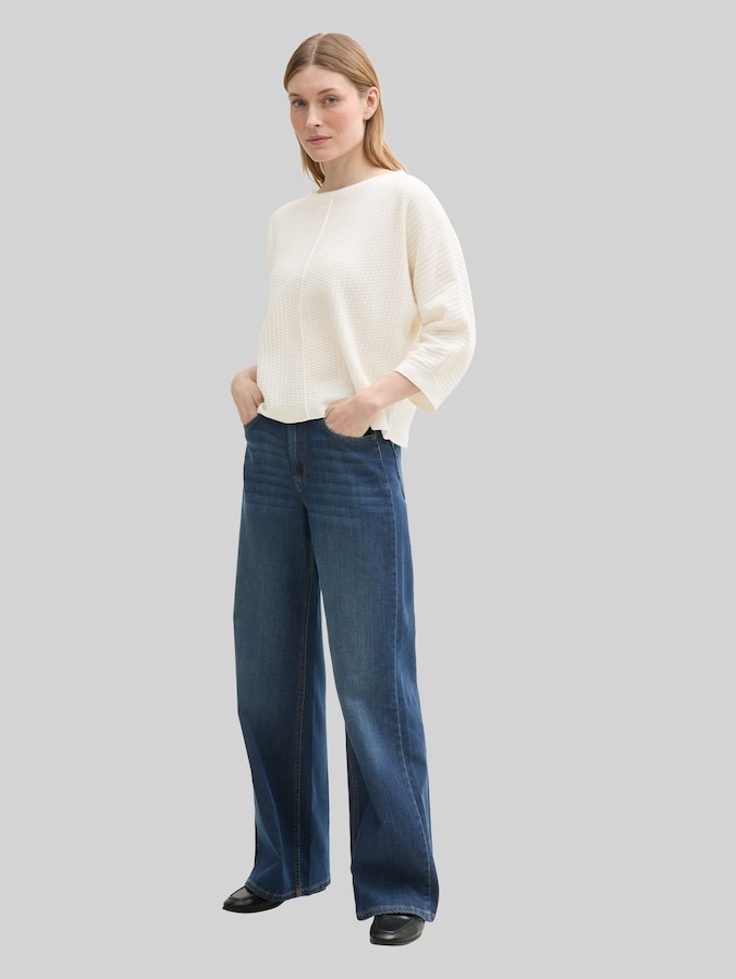 Gebreide trui met losse pasvorm door Women, Whisper White