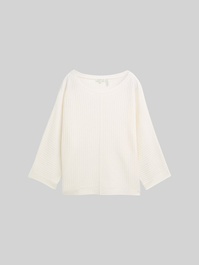 Loose-fit knitted jumper by Women, Whisper White
