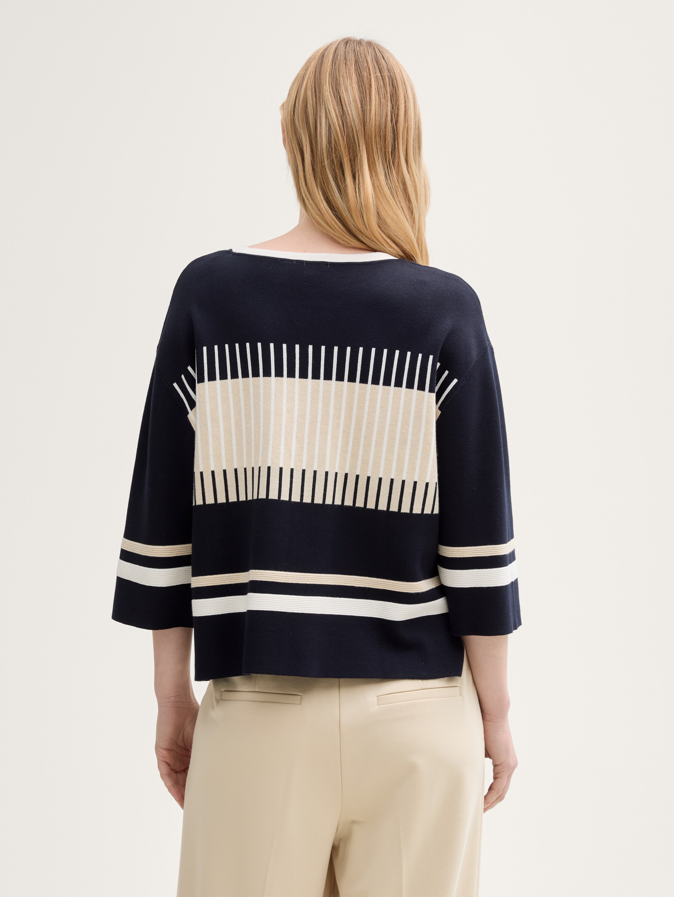 Strickpullover mit Streifenmuster - navy_knit_stripe_design - 