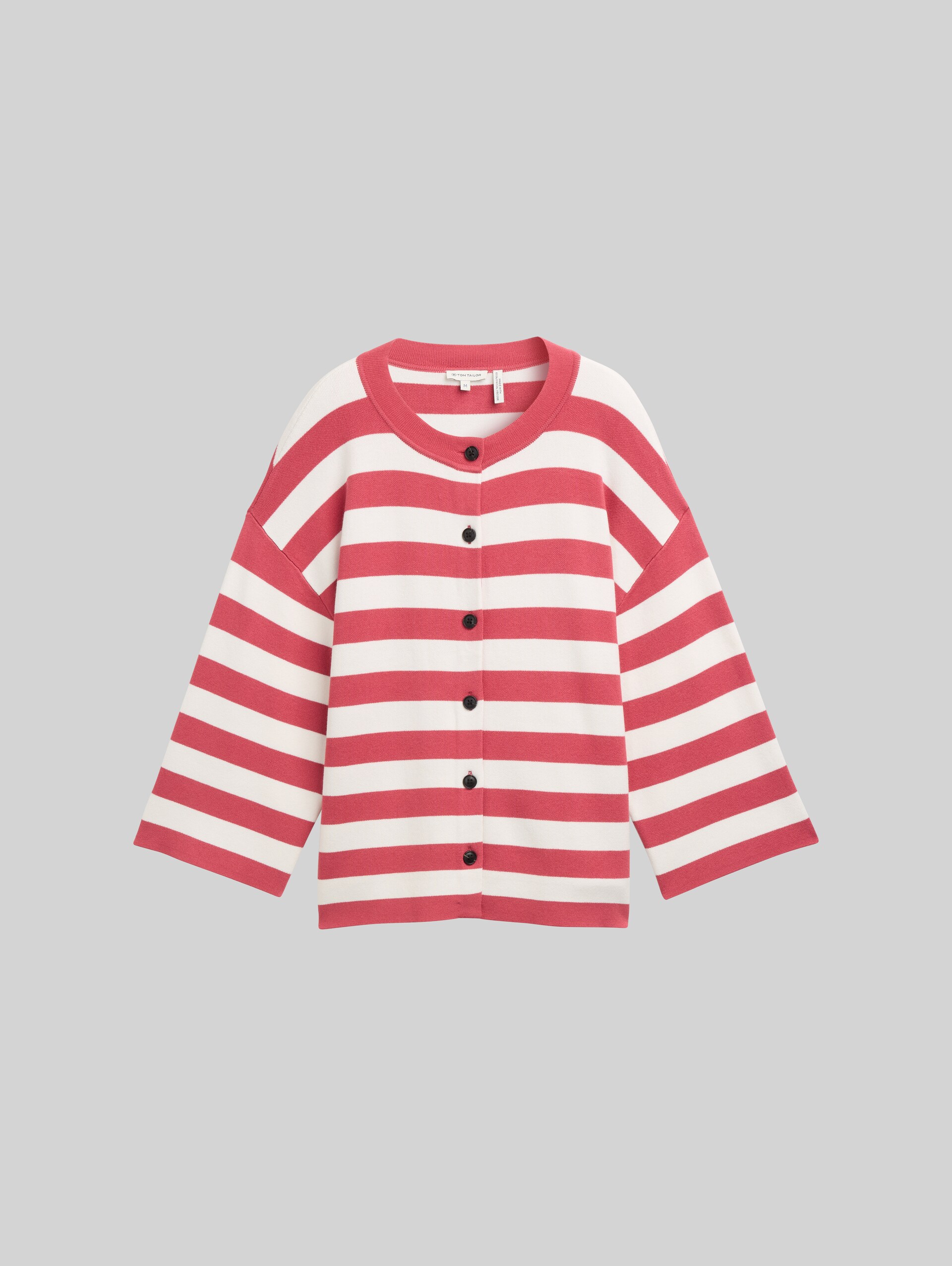 Cardigan with stripe pattern - red offwhite block stripe