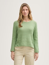 Pull-over en tricot de coton bio - true green - Découpe Vue de face du modèle
