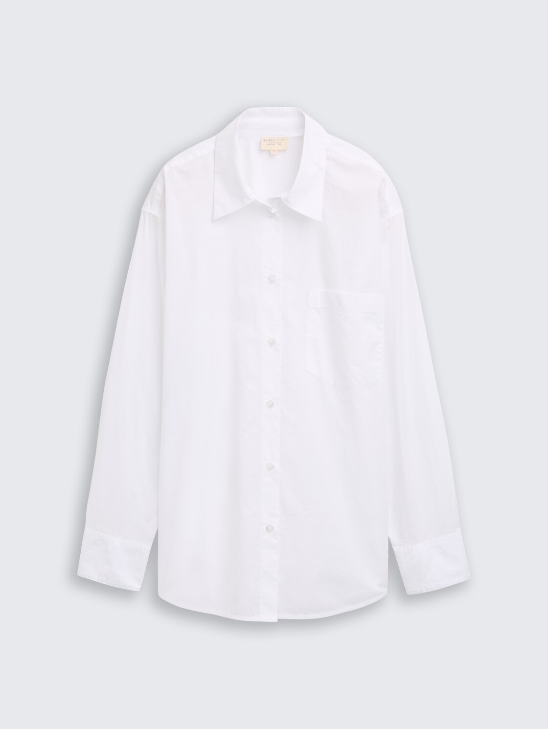 Oversize Hemdbluse mit Brusttasche - White - Vorder-Produkt-Ansicht