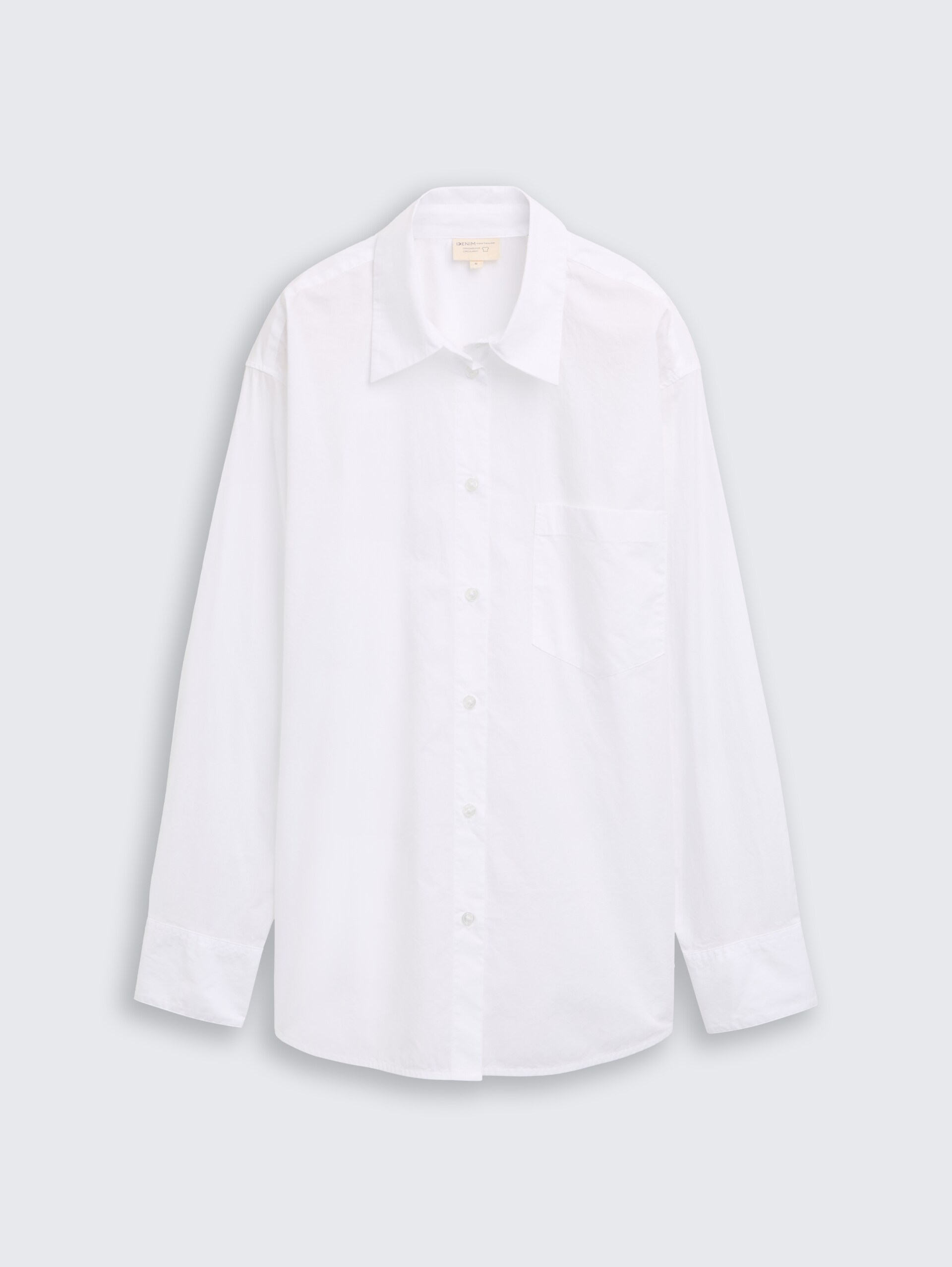 Oversize Hemdbluse mit Brusttasche - White - Vorder-Produkt-Ansicht