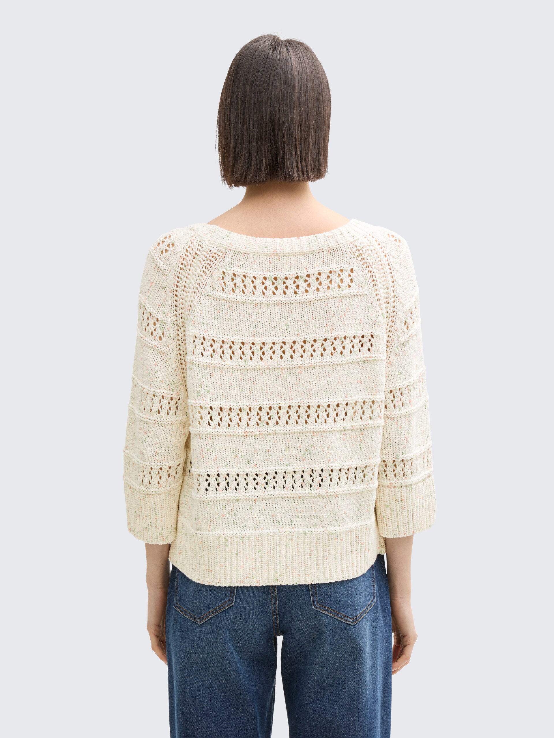 Loose Fit Strickpullover - colourful green coral design