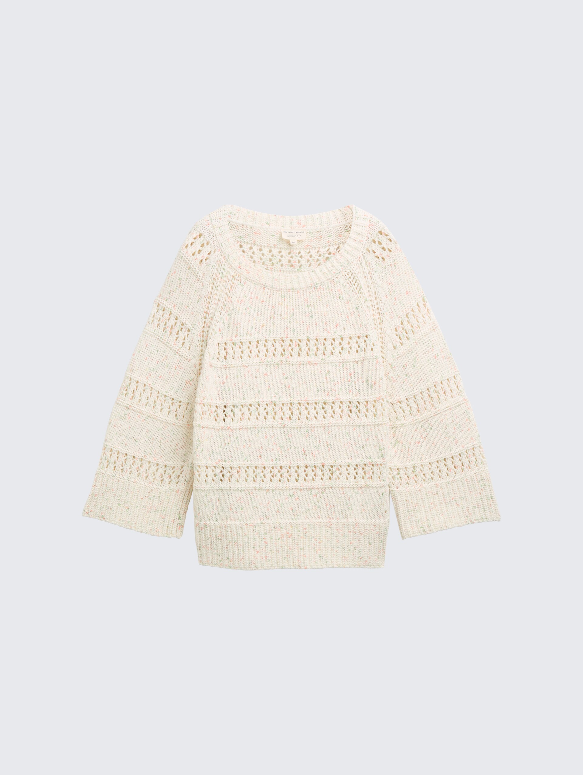 Loose Fit Strickpullover - colourful green coral design