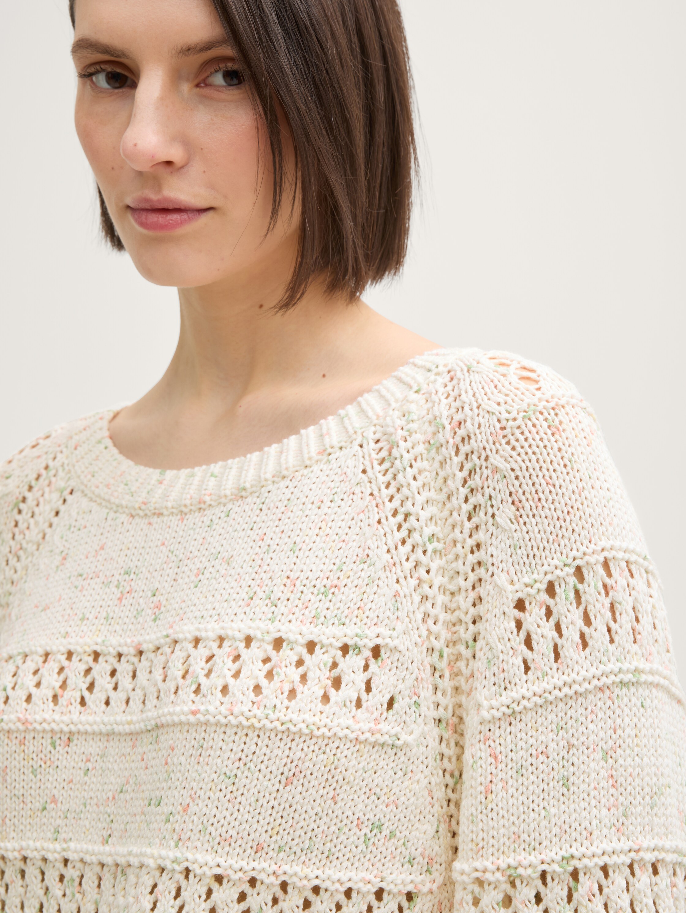 Loose Fit Strickpullover - colourful_green_coral_design - 