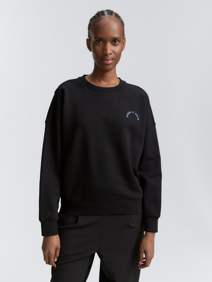 Loose-fit sweatshirt by Denim Female, deep black