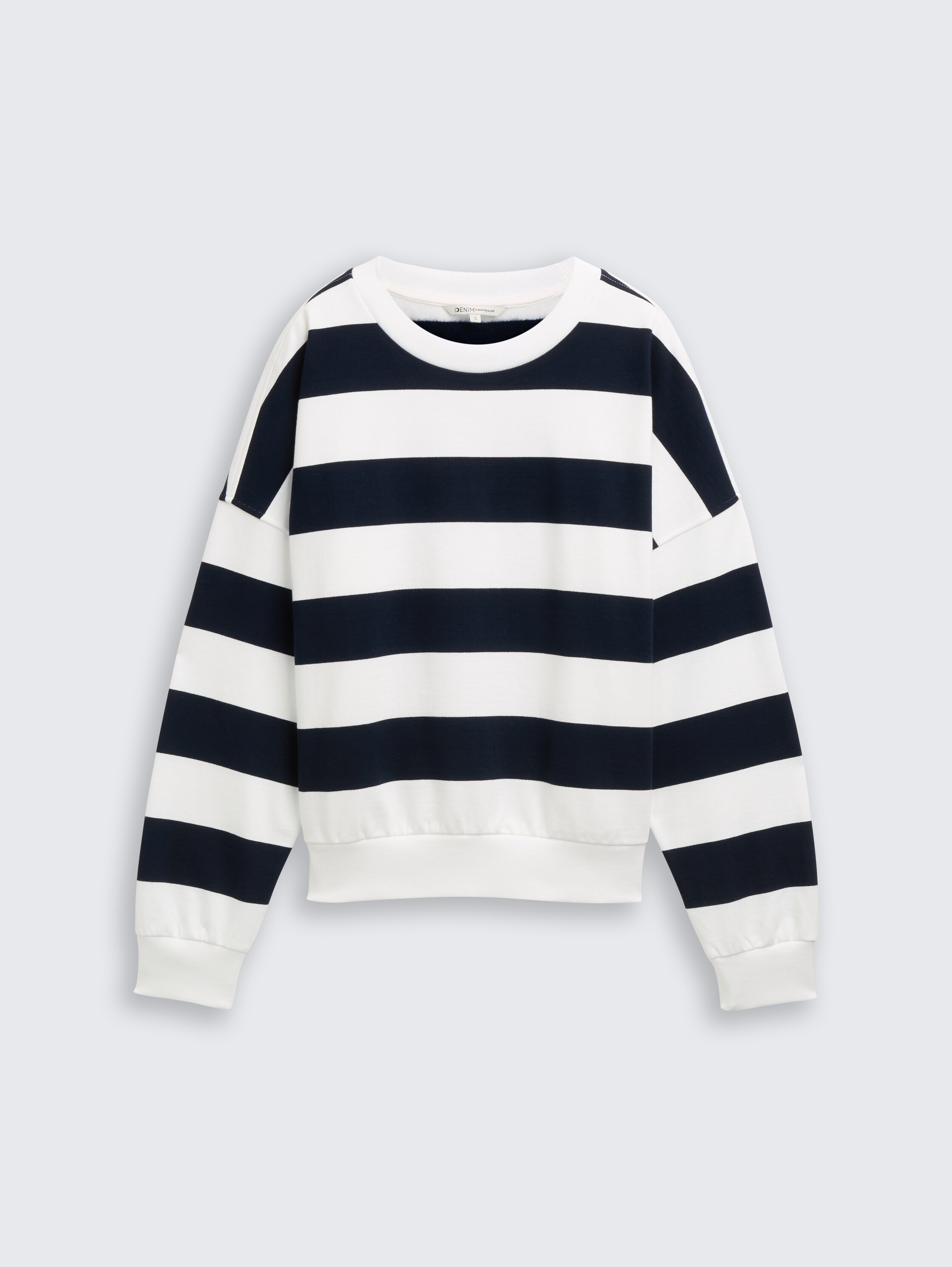 Loose Fit Sweatshirt - navy_white_block_stripe - 