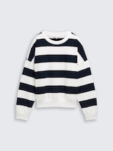 Sweat Loose Fit - navy white block stripe - Vue de face du produit