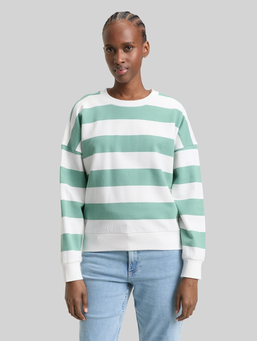 Loose Fit Sweatshirt door Denim Female, bleached green white stripe