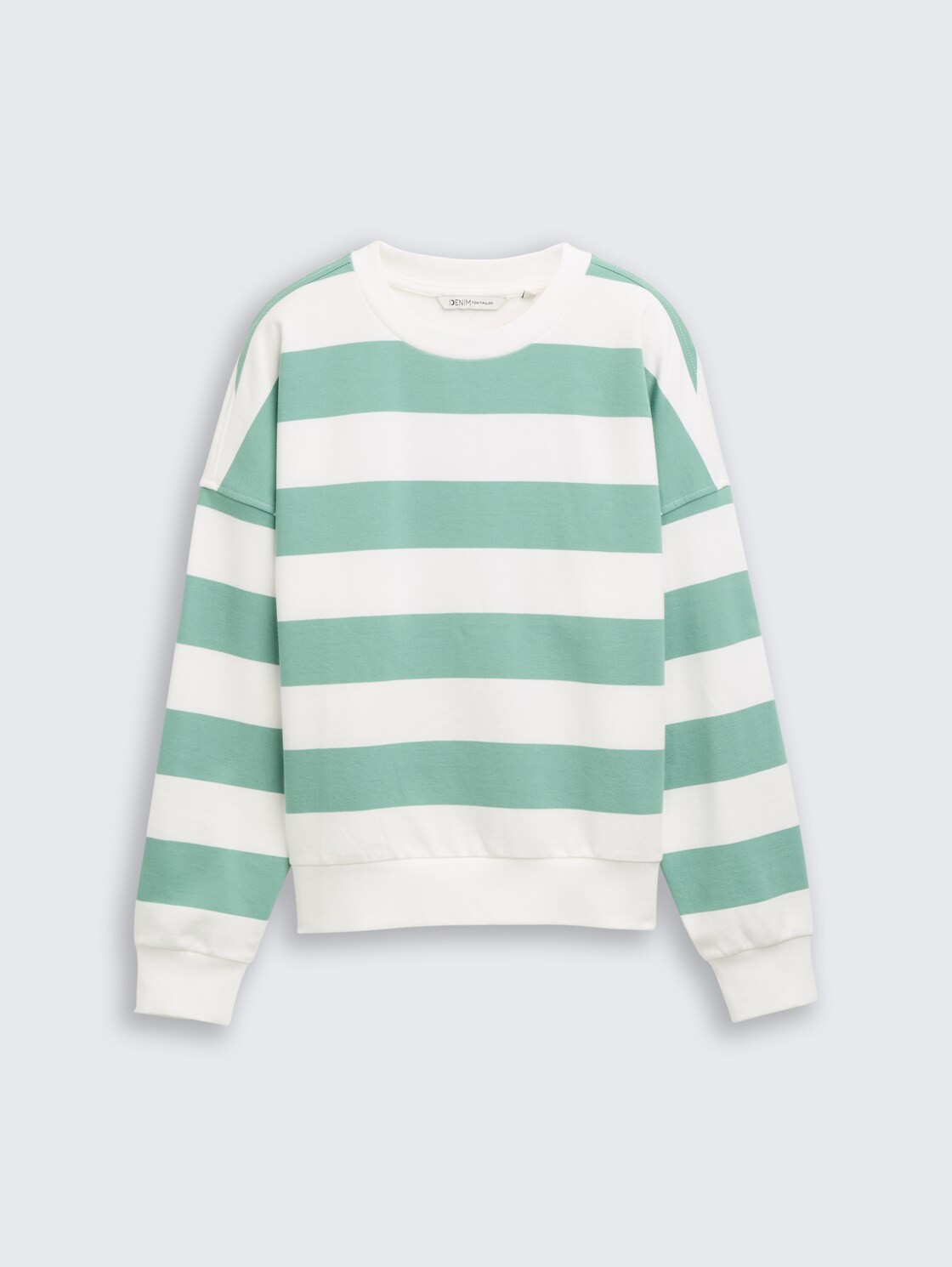 Loose Fit Sweatshirt - bleached green white stripe - Vorder-Produkt-Ansicht