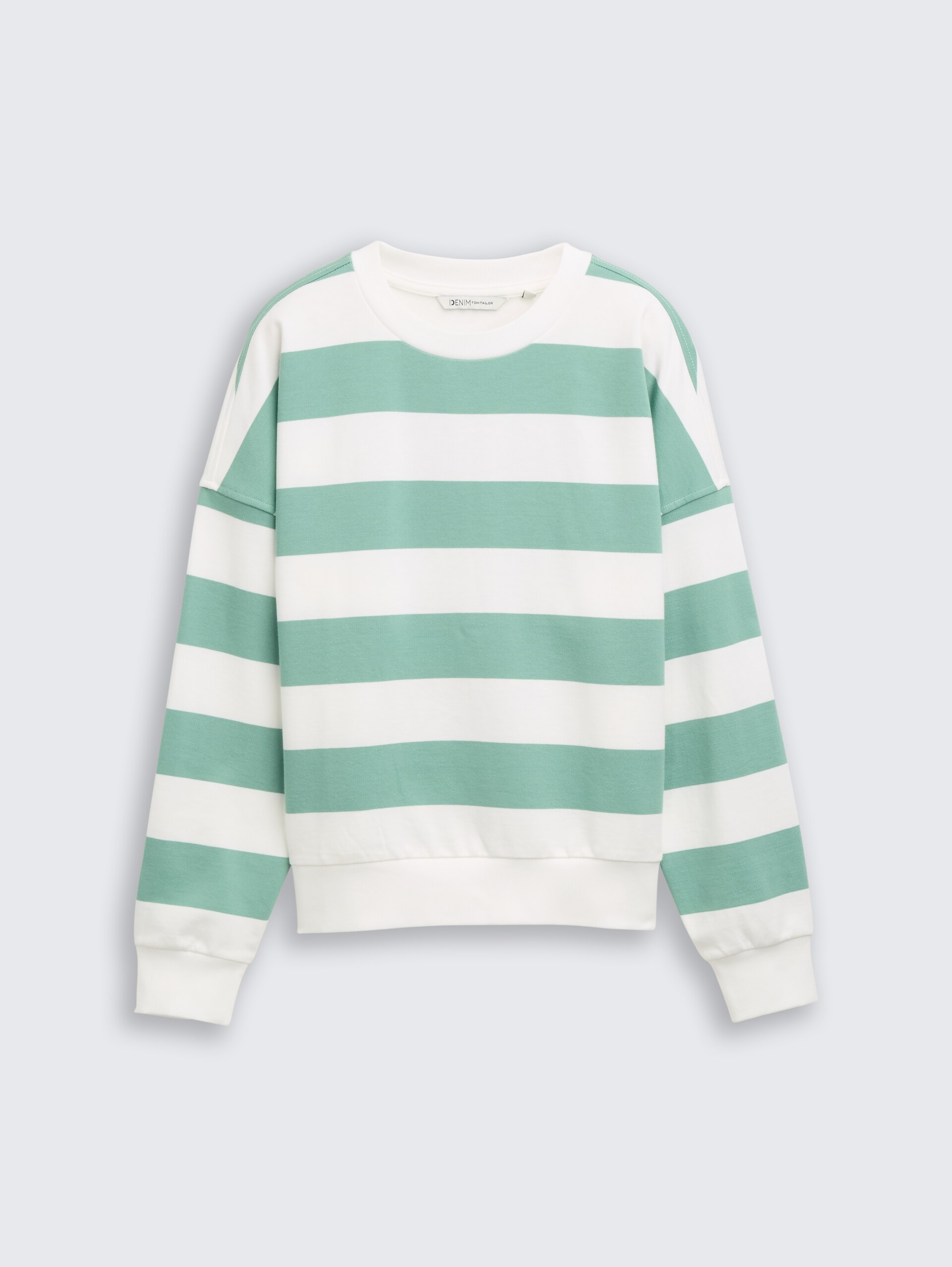 Sweatshirt met losse pasvorm - bleached green white stripe - Product vooraanzicht