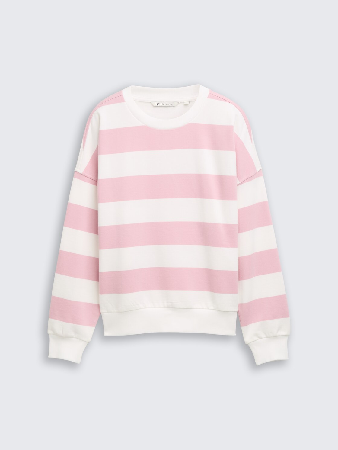 Loose Fit Sweatshirt - soft rose white stripe - Vorder-Produkt-Ansicht