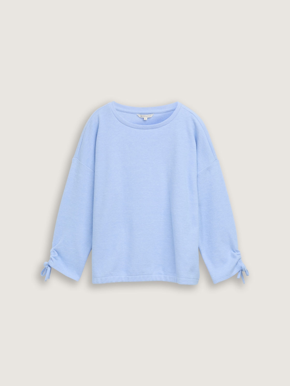 Cosy Sweatshirt mit Raffärmeln - Light Blue Melange - Vorder-Produkt-Ansicht