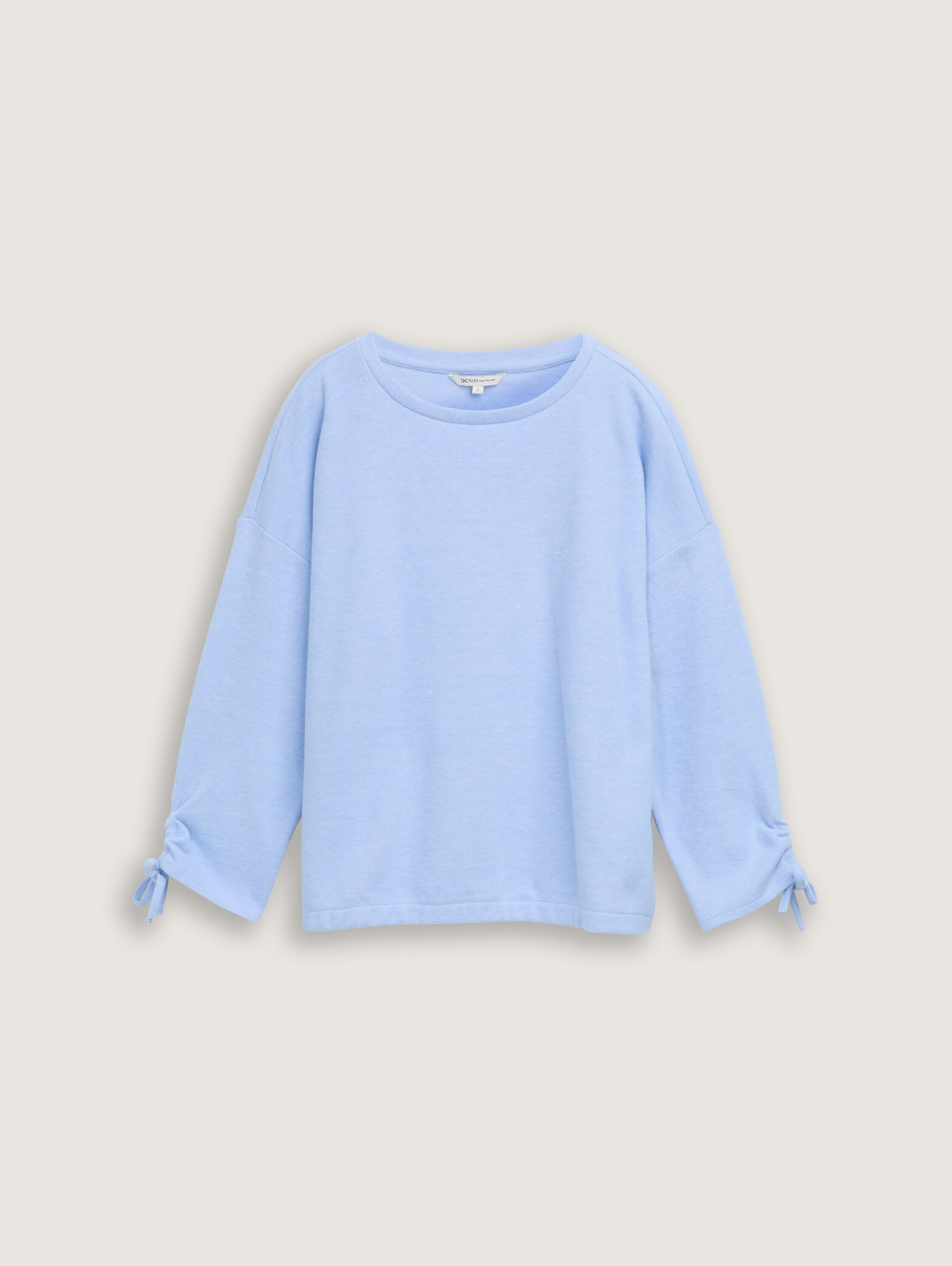 Cosy Sweatshirt mit Raffärmeln - light_blue_melange_1 - 