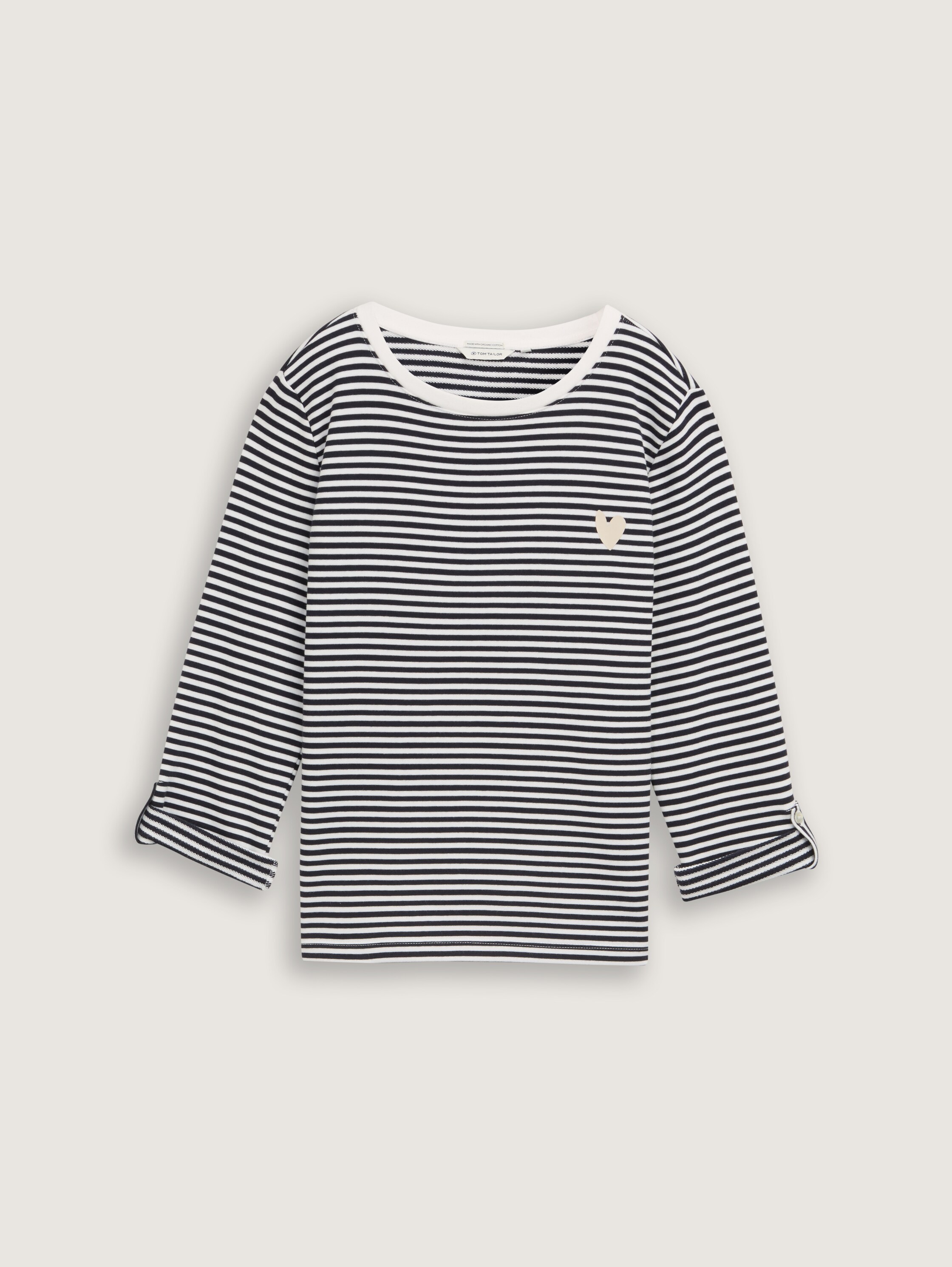 Loose Fit Sweatshirt mit Streifenmuster - offwhite_navy_regular_stripe - 