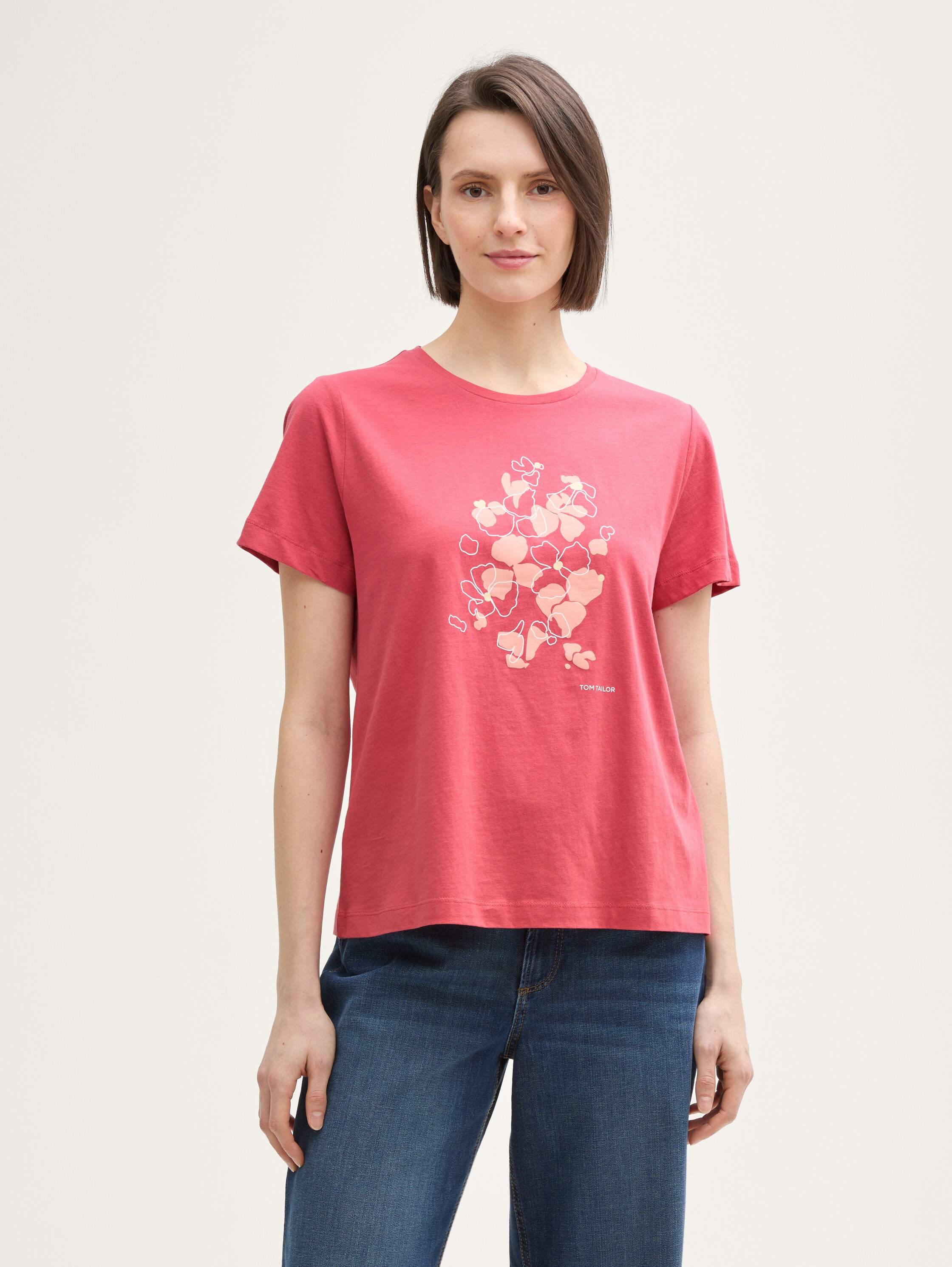 T-Shirt mit Print - berry_red - 