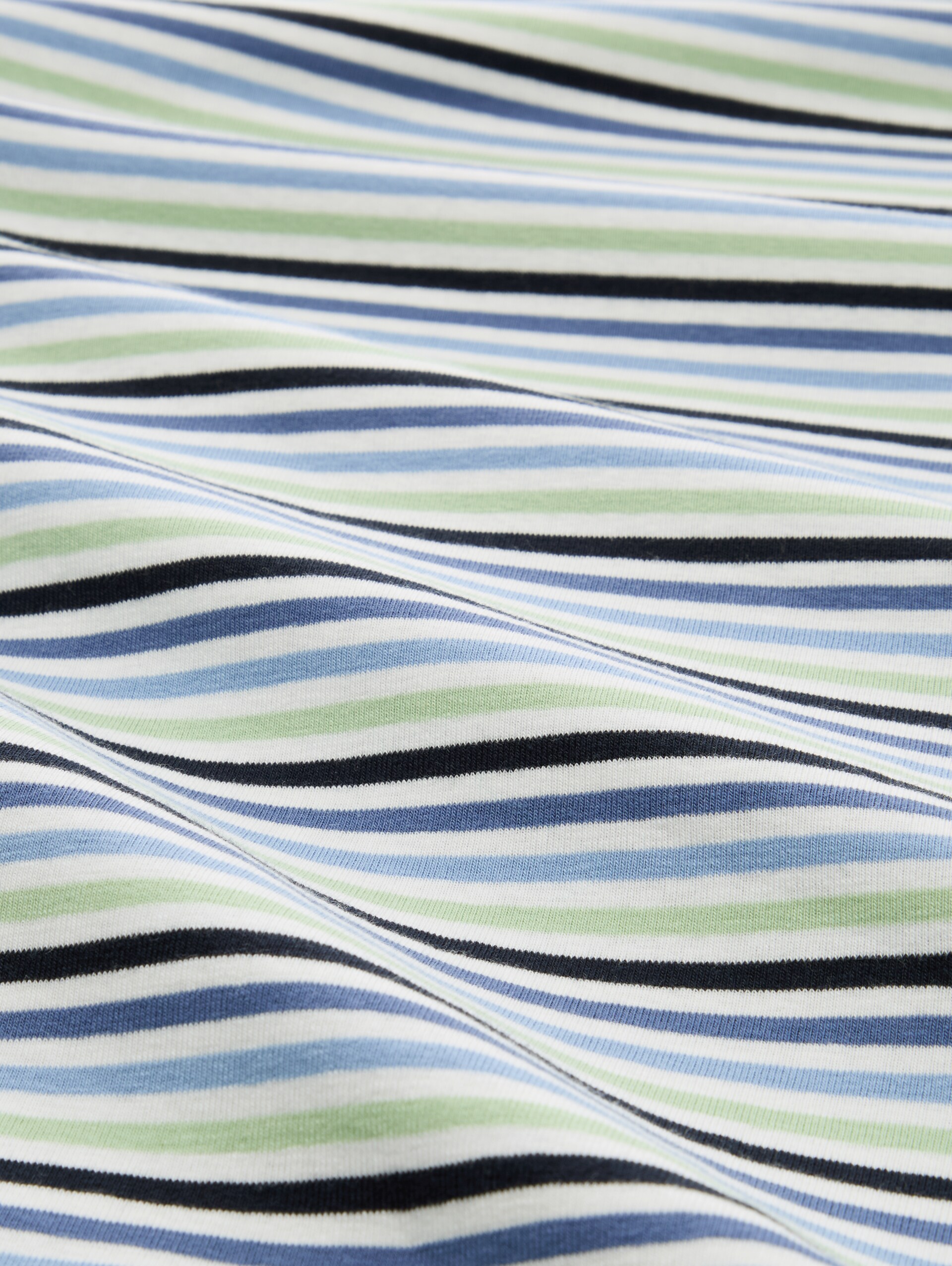 Long-sleeved shirt with striped pattern - blue green regular stripe - Material view