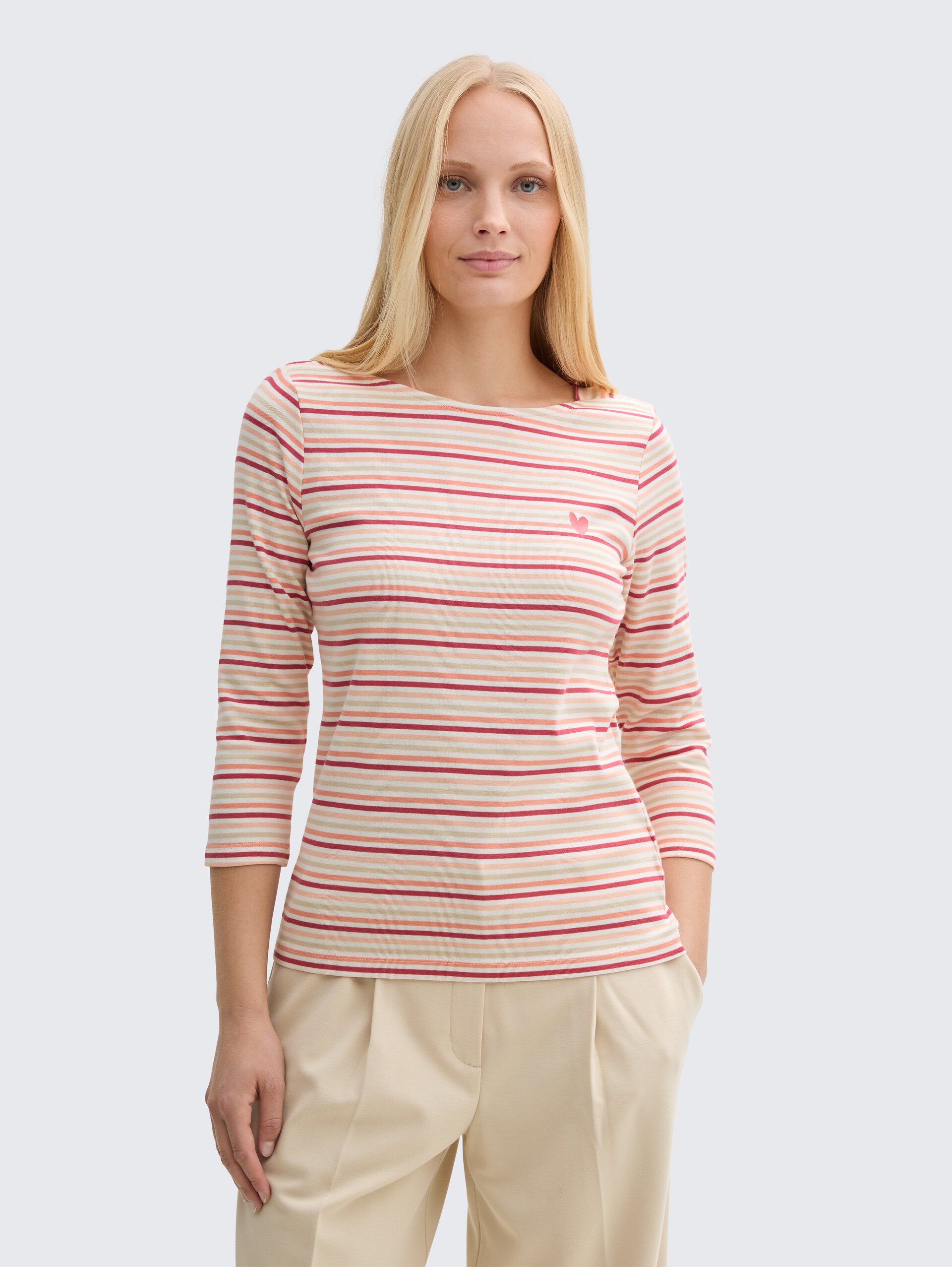 Langarmshirt mit Streifenmuster - multicolor regular stripe - Ausschnitt Model-Vorderansicht