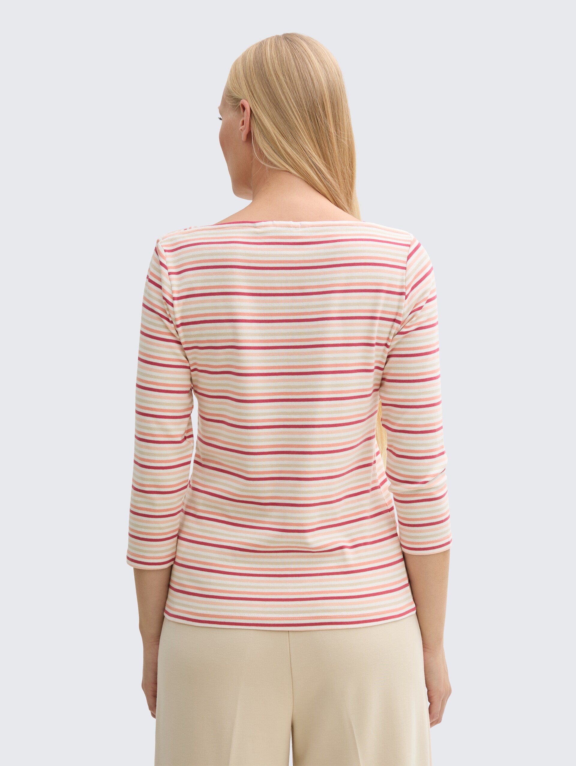 Langarmshirt mit Streifenmuster - multicolor regular stripe - Auschnitt Model-Rückansicht