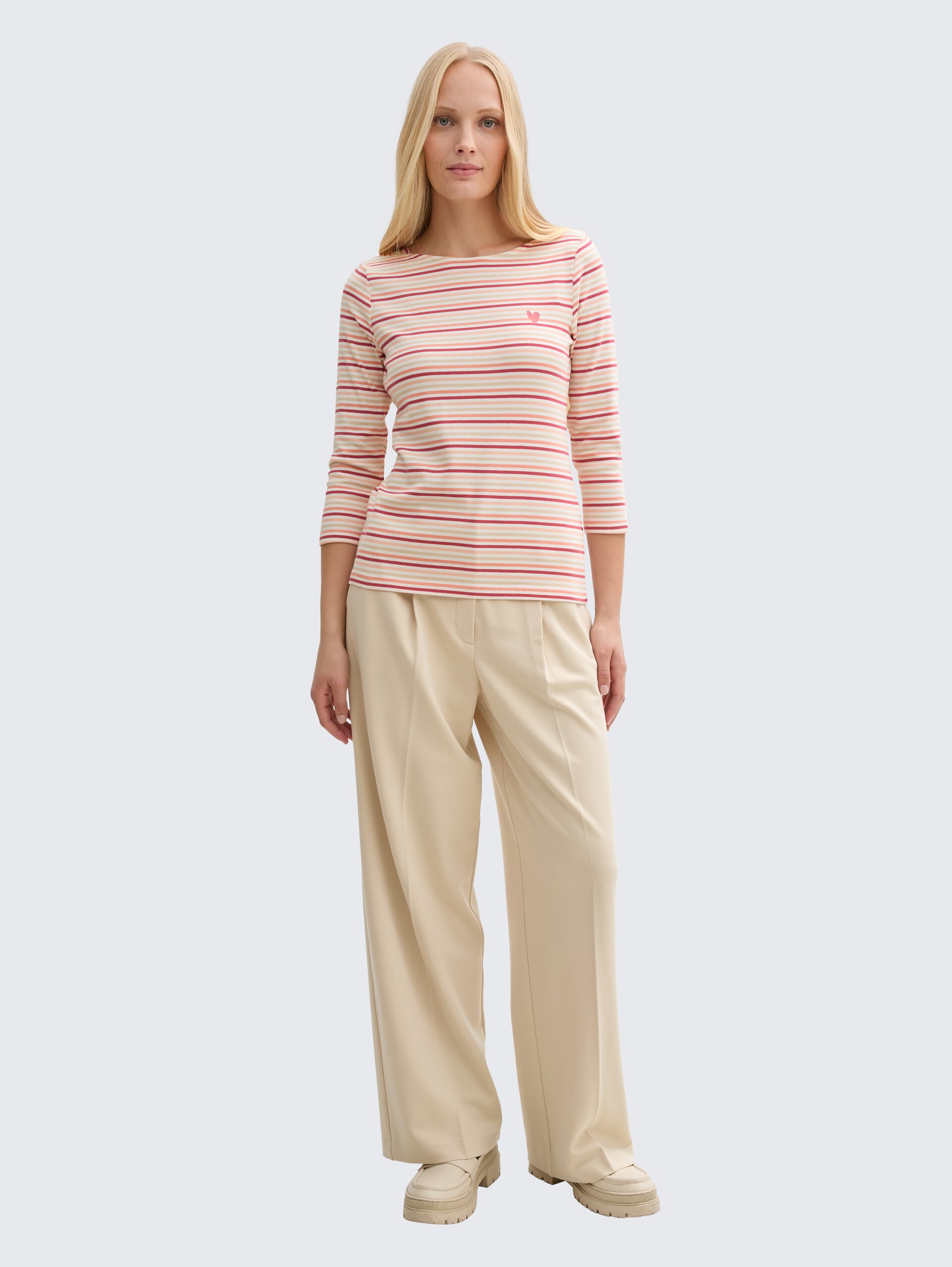 Langarmshirt mit Streifenmuster - multicolor regular stripe - Model-Vorderansicht
