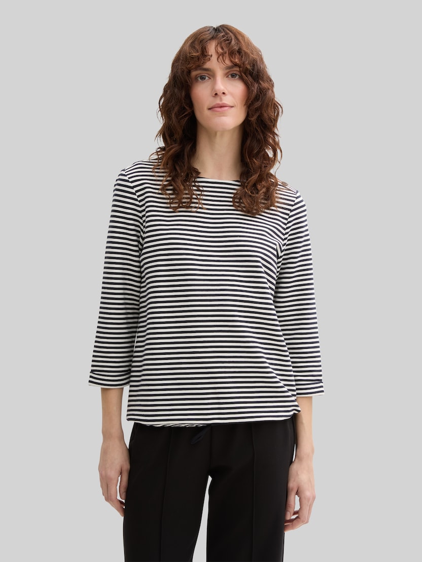Shirt met lange mouwen en knoopdetails door Women, offwhite navy regular stripe