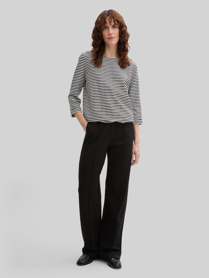 Langarmshirt mit Knopf-Details von Women, offwhite navy regular stripe