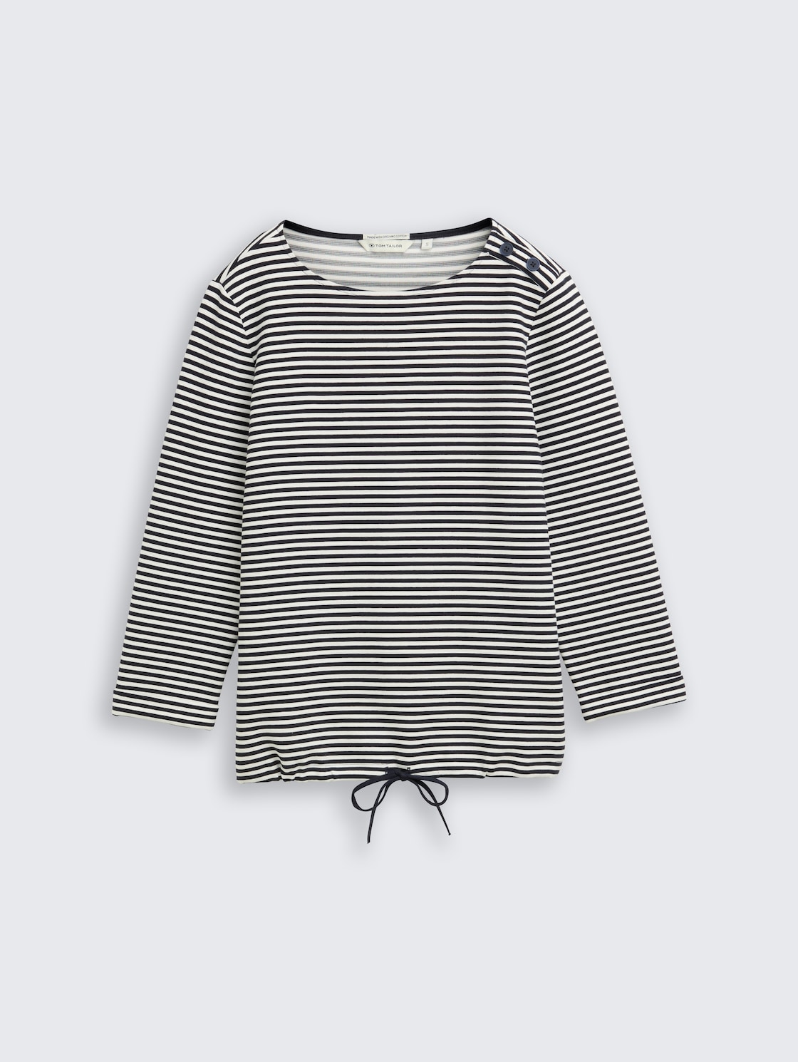 Langarmshirt mit Knopf-Details - offwhite navy regular stripe - Vorder-Produkt-Ansicht