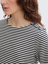 Langarmshirt mit Knopf-Details - offwhite navy regular stripe - Detail-Model-Ansicht