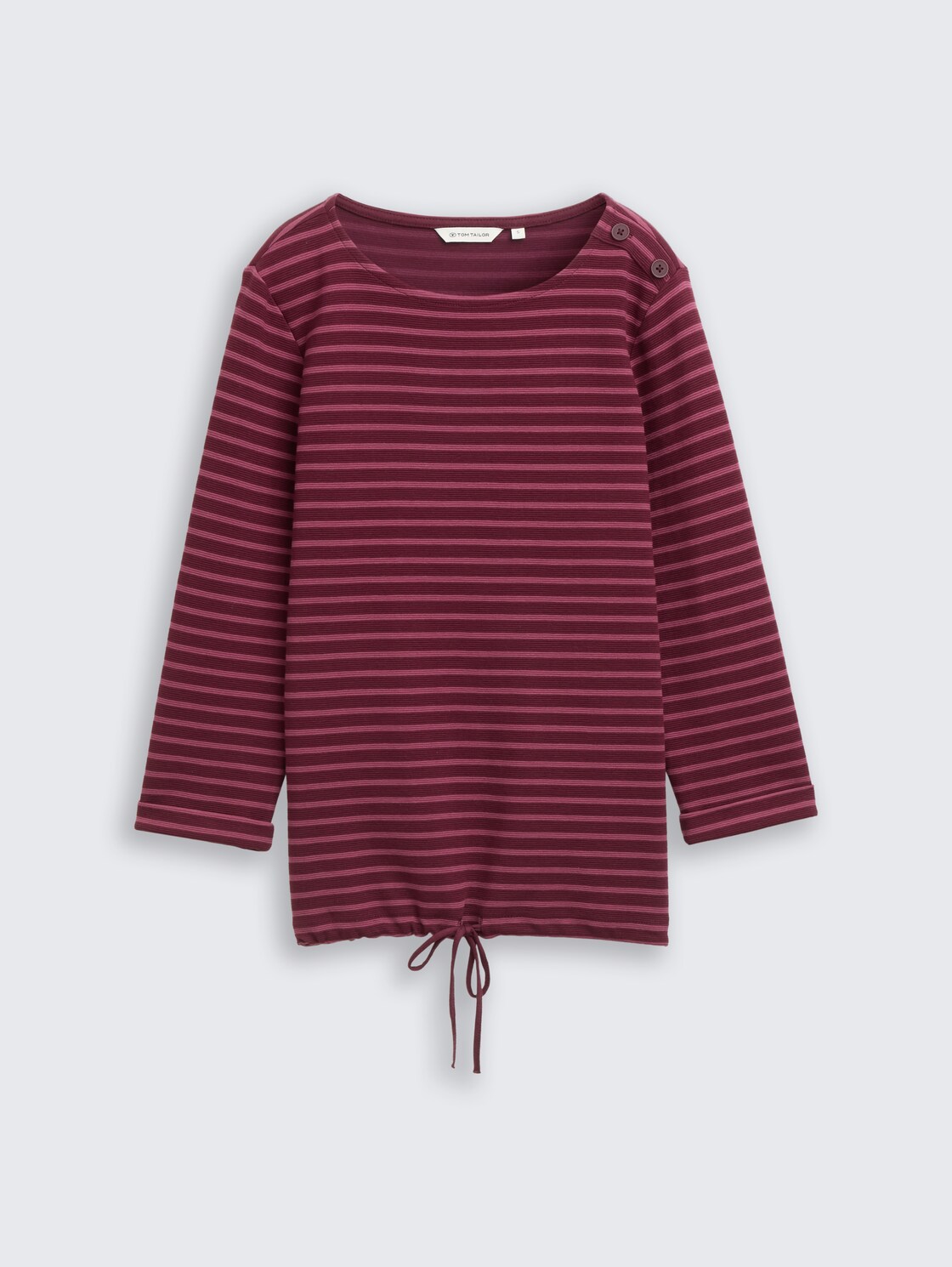 Langarmshirt mit Knopf-Details - oxblood red stripe - Vorder-Produkt-Ansicht