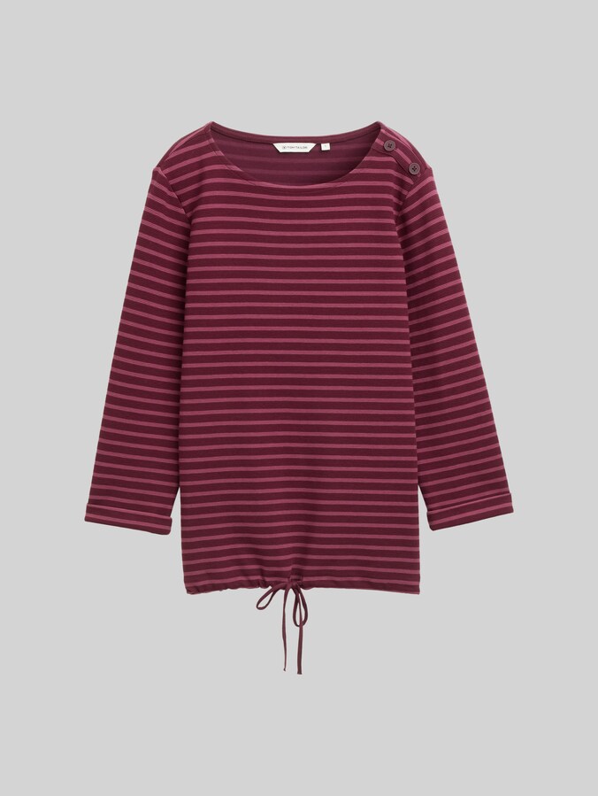 T-shirt à manches longues avec détails boutonnés par Women, oxblood red stripe