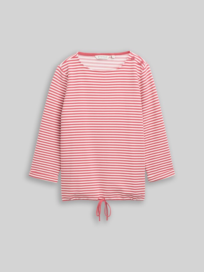 T-shirt à manches longues avec détails boutonnés par Women, pink offwhite regular stripe