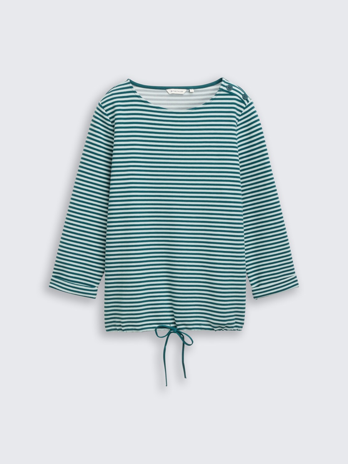 Langarmshirt mit Knopf-Details - mint green regular stripe - Vorder-Produkt-Ansicht