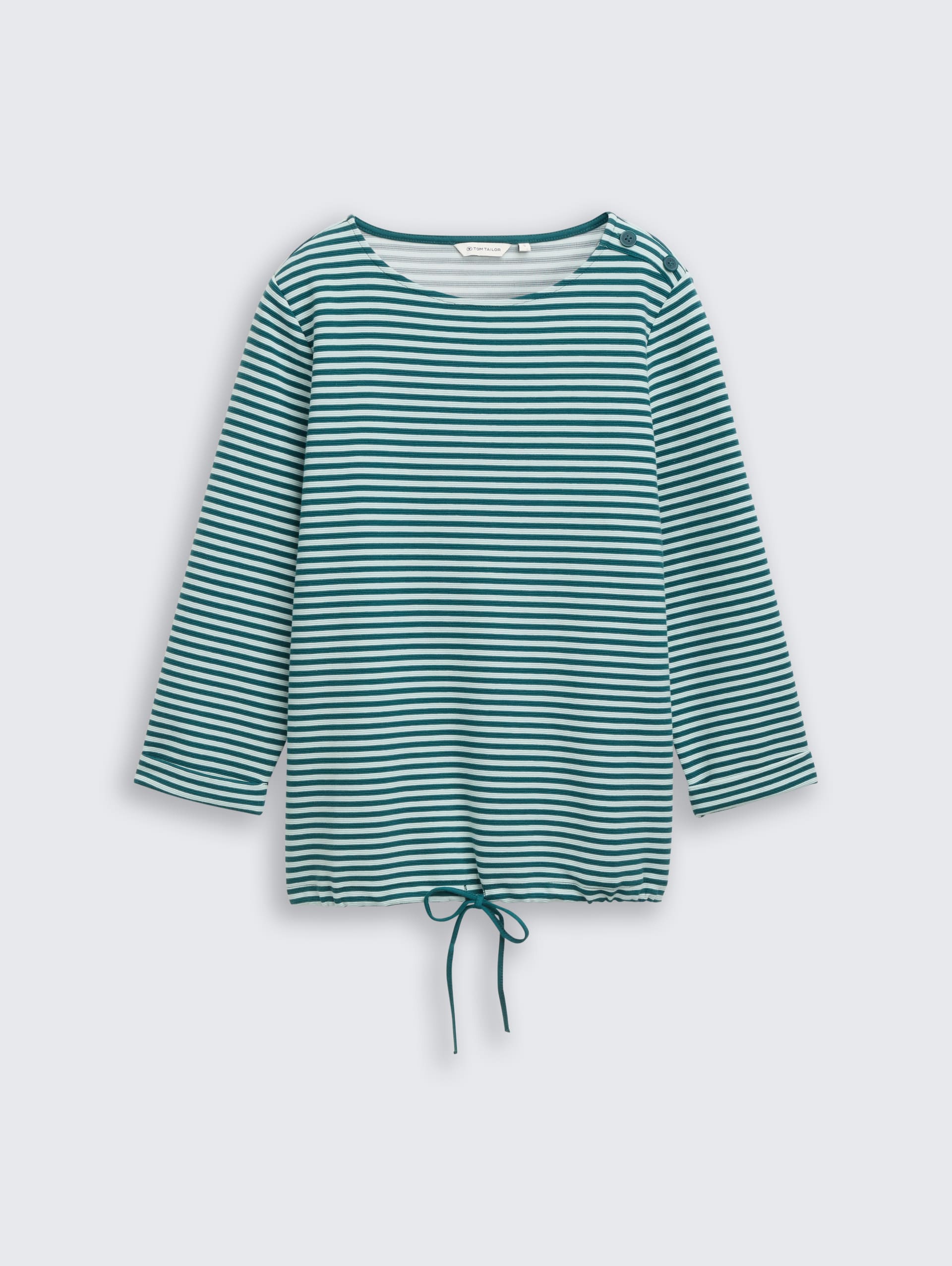Langarmshirt mit Knopf-Details - mint green regular stripe - Vorder-Produkt-Ansicht